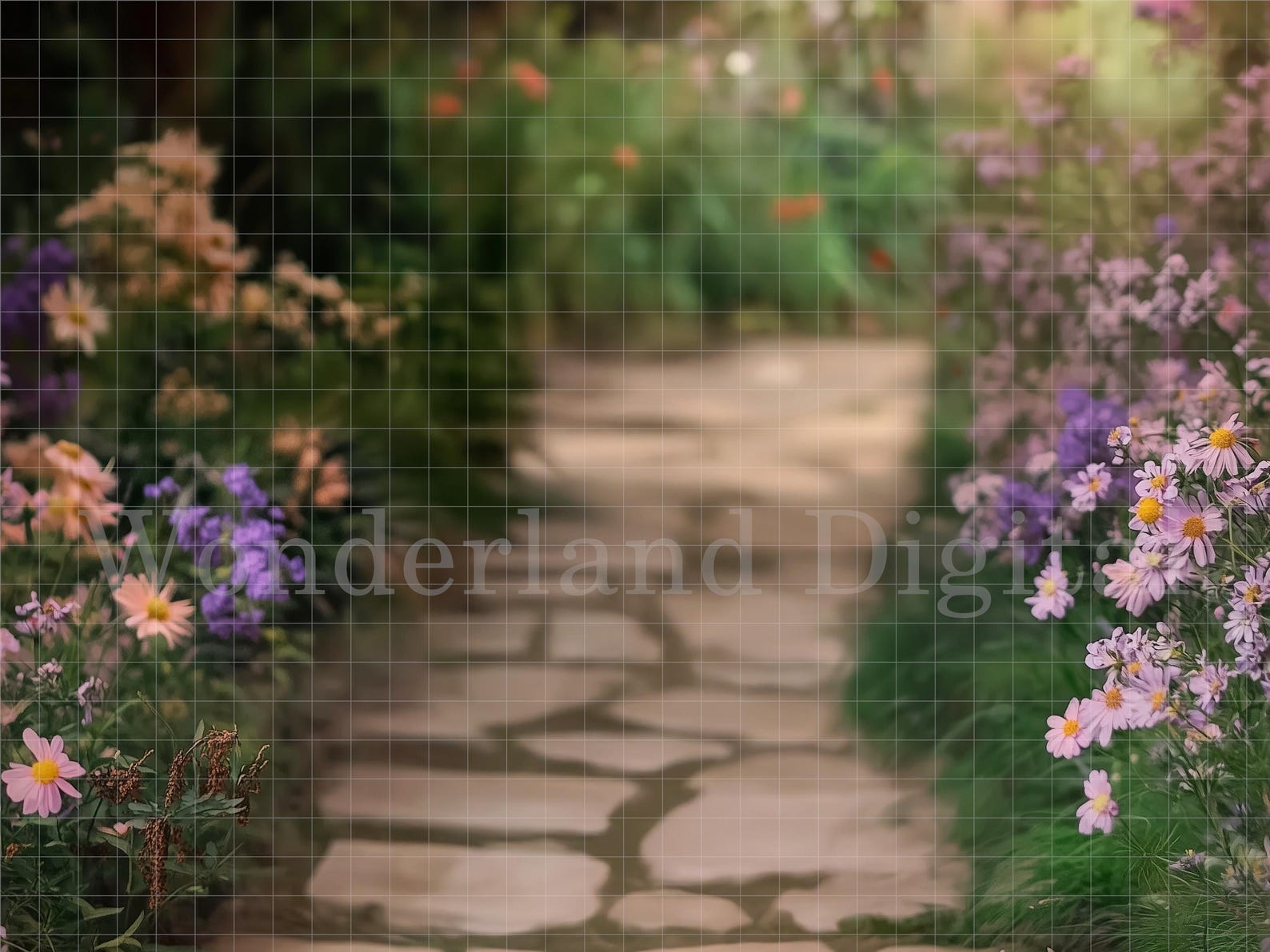 Spring Digital Backdrop, Spring Pathway, Spring Flowers, Spring ...