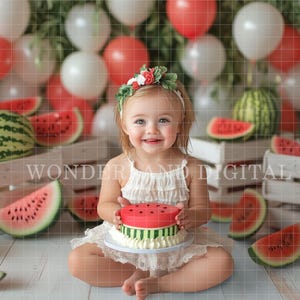 Watermelon Themed Digital Photography Backdrop, Summer Backdrop, Cake Smash Backdrop, 1st Birthday Backdrop, Watermelon Background