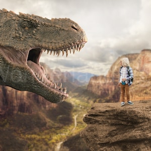 Dinosaur Digital Backdrop, Tyrannosaurus Rex in The Desert, Photoshop Background, Dinosaur Digital Background