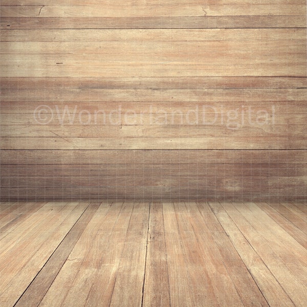 Wood Digital Backdrop, Wooden Room Mockup, Light Wood Studio Digital Background