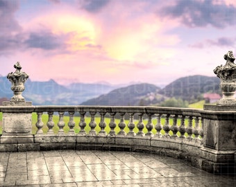 Castle Balcony Digital Background - Princess Backdrop