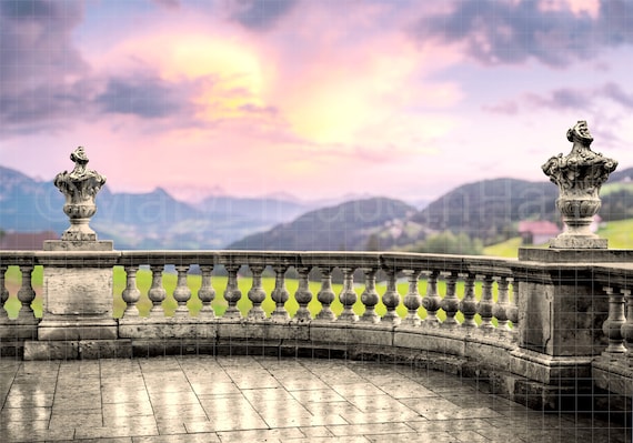 Castle Balcony Digital Background Princess Backdrop - Main Image