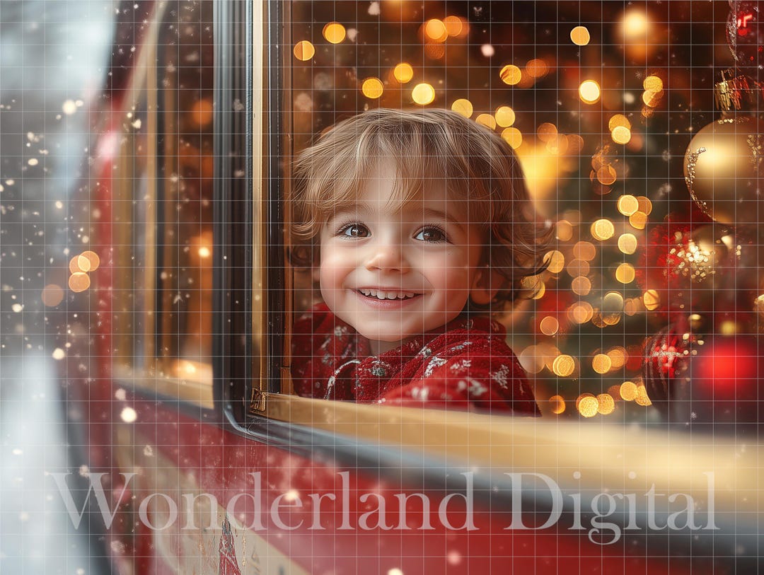 Christmas Train Digital Backdrop - Christmas Express Train - Christmas ...