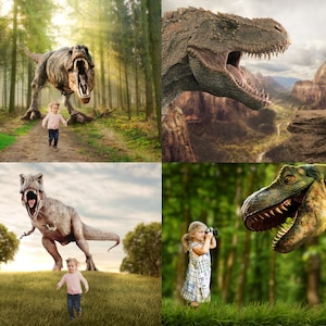 Dinosaur Digital Backdrop Bundle, 4 Pack, High Quality JPG images for Photoshop, Digital Background