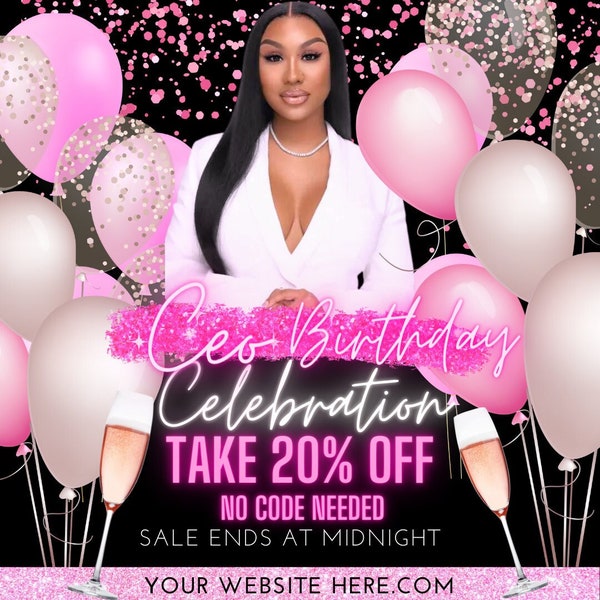 CEO Birthday Flyer, DIY Flyer Template Design, Celebration Flyer, Sale Flyer, Hair Flyer, Beauty Boutique Flyer, Premade Business Flyer