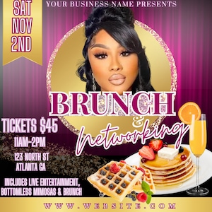 BRUNCH E-FLYER TEMPLATE, social media engagement template, Womens brunch conference e-flyer, instagram flyer, canva template