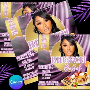 BRUNCH E-FLYER TEMPLATE, social media engagement template, Womens brunch conference e-flyer, instagram flyer, canva template