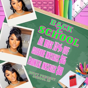 Back To School Flyer, DIY Flyer Template Design, Back To School Sale Flyer, Hair Flyer, Wig Flyer, Social Media Flyer, Premade Flyer