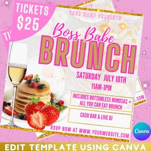 BRUNCH E-FLYER TEMPLATE, social media engagement template, Womens brunch conference e-flyer, instagram flyer, canva template