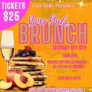 BRUNCH E-FLYER TEMPLATE, social media engagement template, Womens brunch conference e-flyer, instagram flyer, canva template