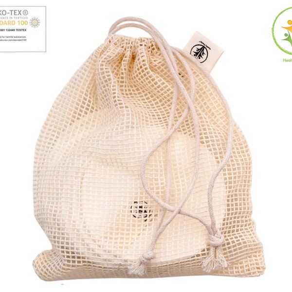Wäsche- & Aufbewahrungsbeutel aus 100% Bio-Baumwolle, Netzwaschbeutel