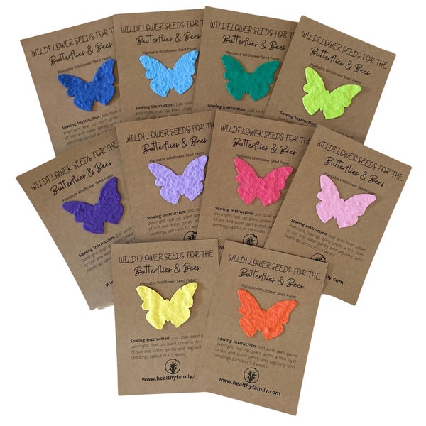 Remplisseurs de sacs de fête sans plastique. Cadeau respectueux de l'environnement. Cadeau alternatif. Cadeaux de mariage. Formes de papier graine de papillon