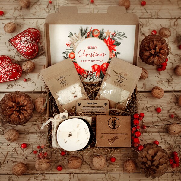 Merry Christmas Letterbox Gift. Xmas present for her / him. Vegan Christmas Gift, Pamper Gift Set, Christmas Pamper Box