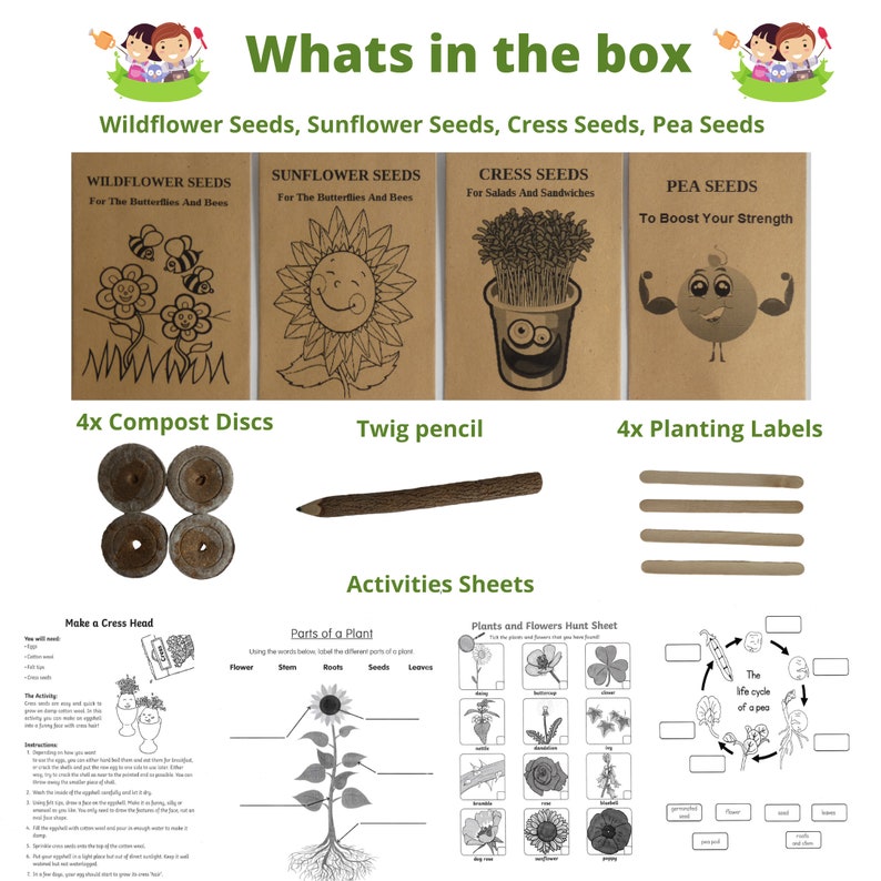 Grow Your Own Kit Kids. SEEDS FOR KIDS. Gardening for kids. Seed kits
