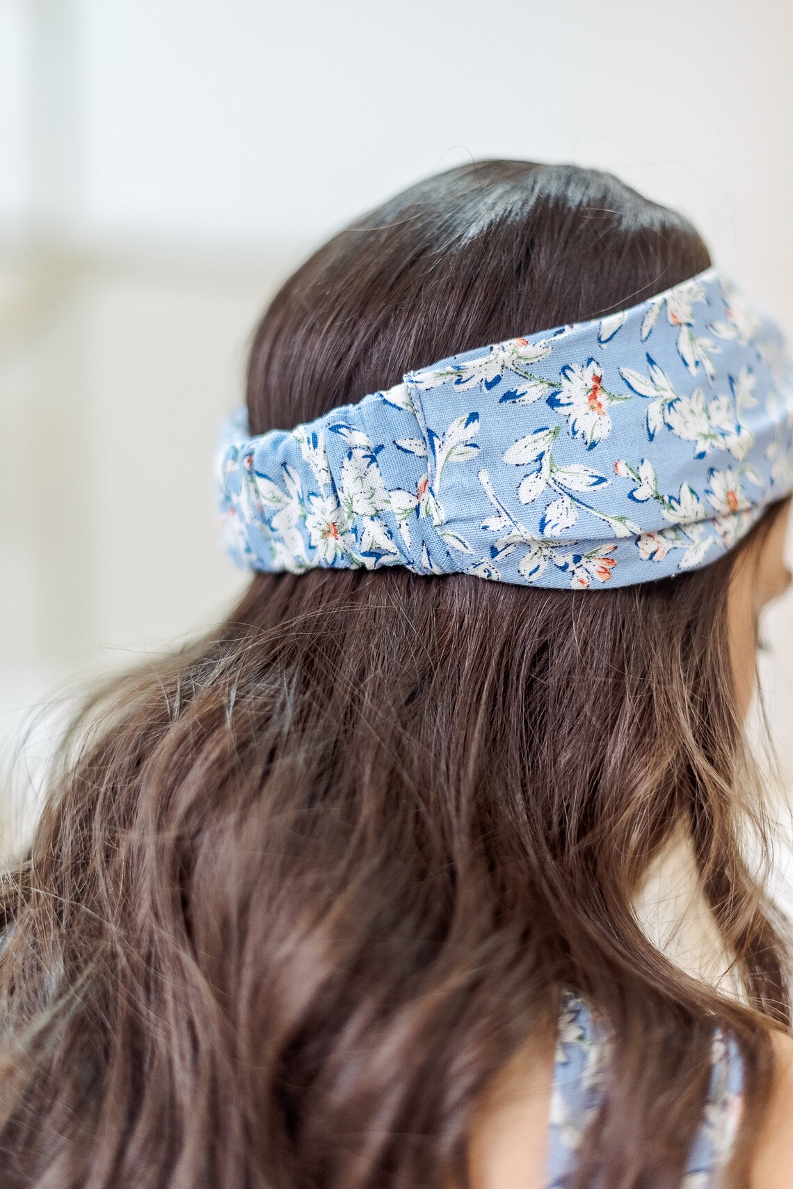 Summer floral linen headband for women Wide head wrap Etsy