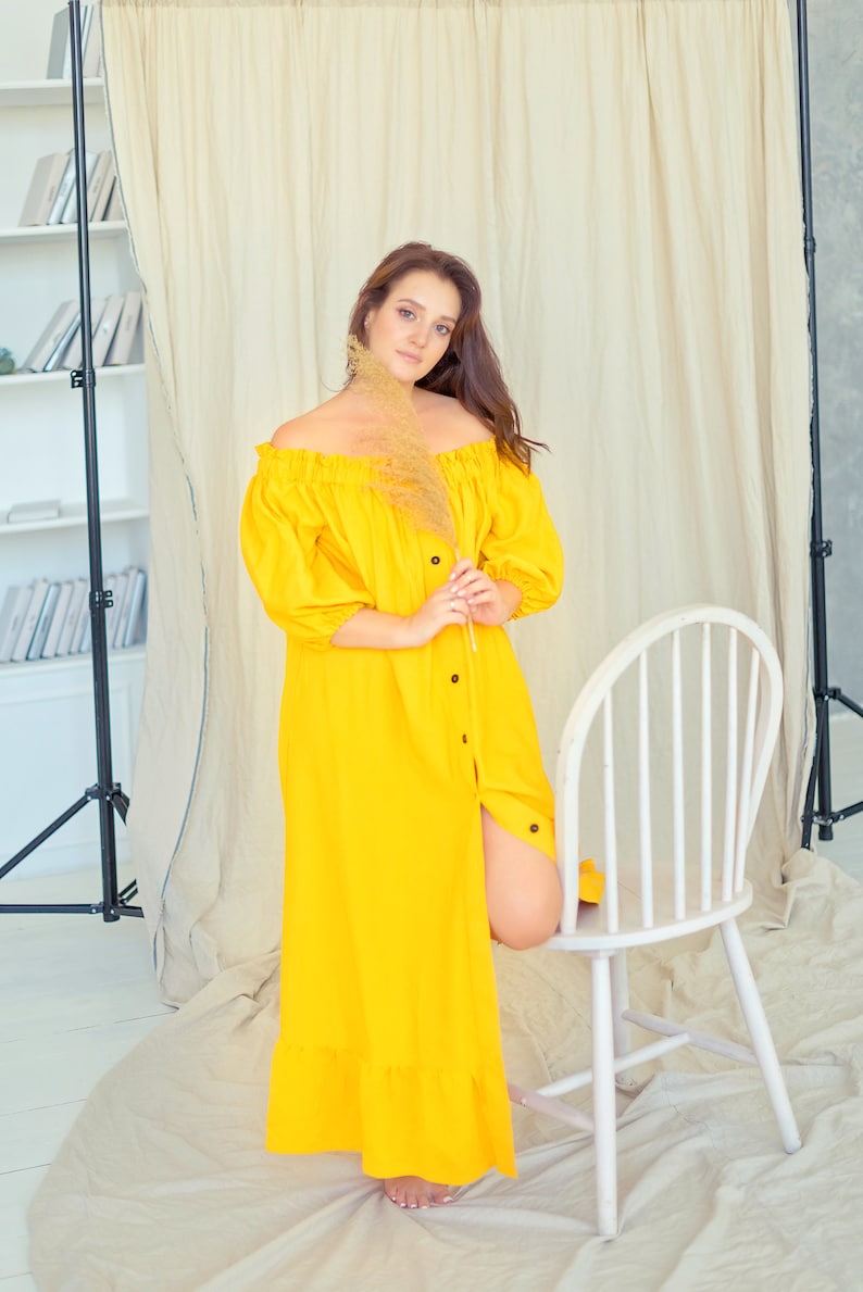 PLUS SIZE mustard yellow dress Oversize Summer party dress for Etsy