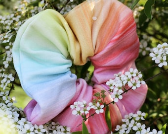 Rainbow Scrunchie, Hairband, Multi Coloured hair elastic, 90's hair style, Tie Dye Scrunchie, Cotton Hair Bow, Boho Scrunchie, Colorful