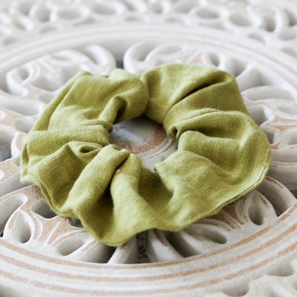 Linen Scrunchie, Hairband Juicy Green, Peinado de los 90, Tie Dye Scrunchie, Linen Hair Bow, Boho Scrunchie, Friends Scrunchie, Eco Scrunchie