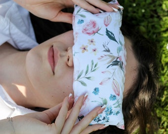 Schlafaugen Maske, Entspannung Augenkissen, Yoga Augenkissen, Meditation Augenmaske, Mondphasen, SPA Kissen, Treat Yourself, Eco Geschenk, Blumen