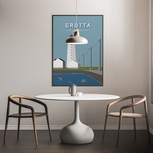 Faro di Grotta - Islanda, Poster Art, Stampe, Decorazioni da parete per la casa Design nordico / Stile scandinavo / Minimalista