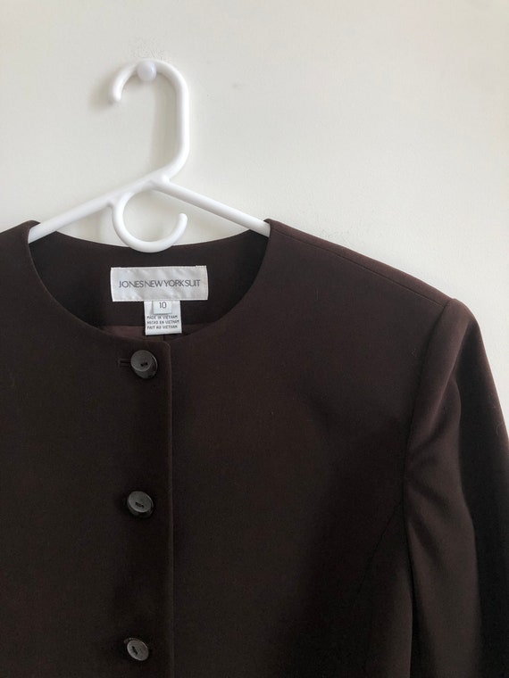 90s Vintage Y2k 2000s Size 10 Brown Blazer with P… - image 5