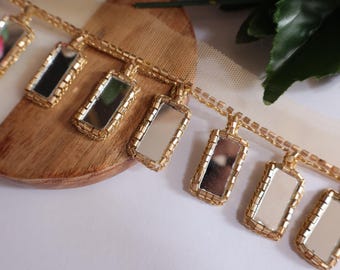 Golden Mirror Tassel Lace: Indian Embroidered Trim, DIY Sewing (4cm Wide)