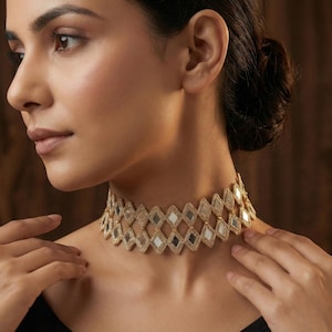 Bulked Crystal Belt/Choker Gold Crystal Belt Tie Choker | eBay main image 3