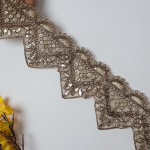 Dark Golden Gota Patti Lace: Embroidered Indian Sari Border (9 Yards)