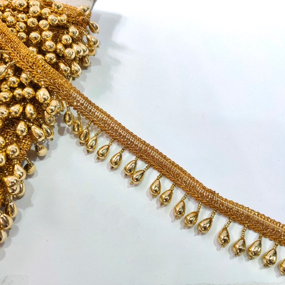 Gold Beaded Rain Drop Trim: Indian Wedding Dress Border - Etsy