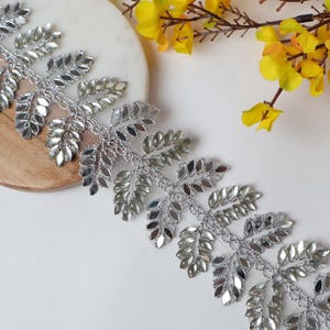 Silver Rhinestone Vine Border: Indian Sari Trim, DIY Sewing Lace (4.5cm)