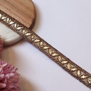 Golden Gota Patti Indian Lace: Embroidered Sari Border Trim, 9 Yards