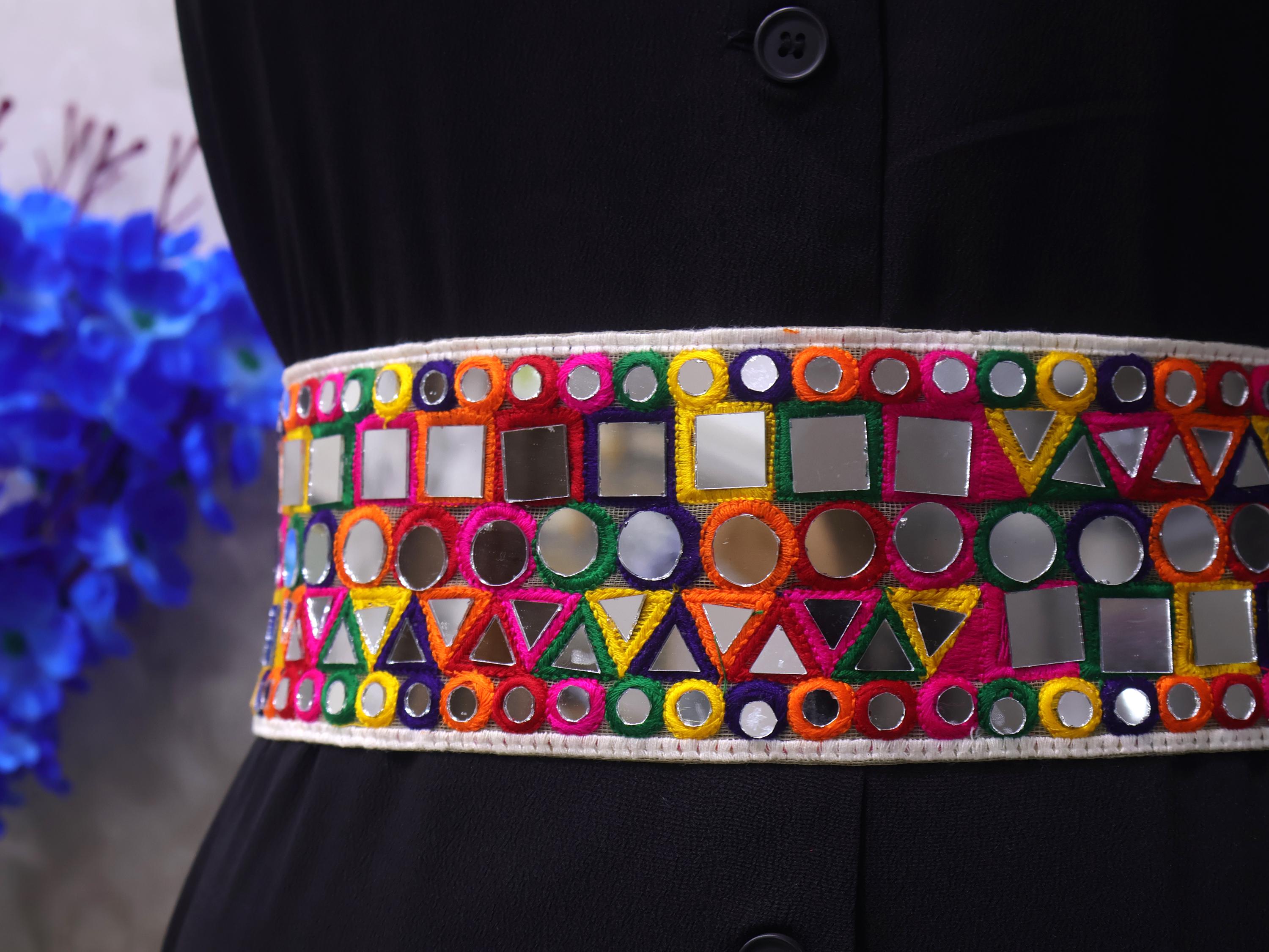 Vintage Beaded Waist Belt Handmade in India Boho Mirrored Mirror Belt India - Etsy main image 4