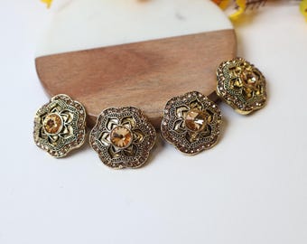 Bottoni metallici di lusso color oro antico, abbellimenti antichi: confezione da 4