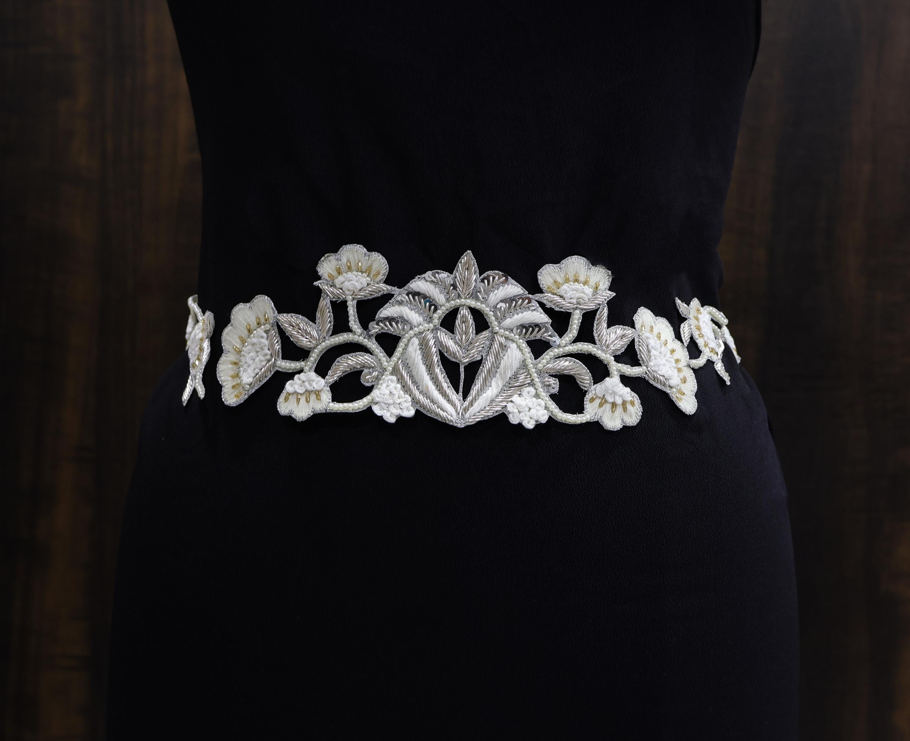 Special occasion (off white ) embroidered belt Blanca Flor Wide Embroidered Belt – Artesana Love main image 2