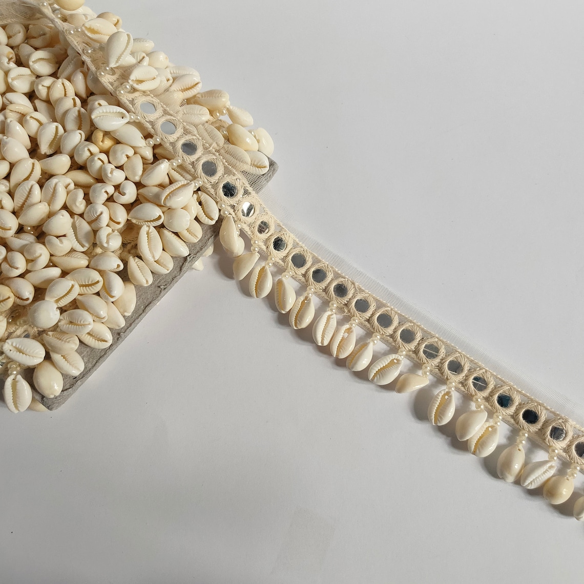 Cowrie Shell Beaded Trim: Pearl White Lace Border - Etsy