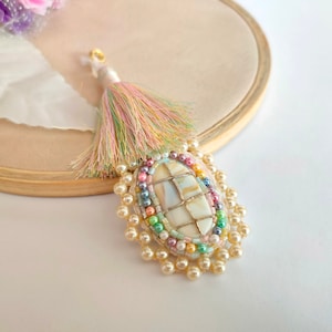 Beaded Stone Tassel: Multi Color Fringe Latkan - Saree, Lehenga Accessory (1 Pair)