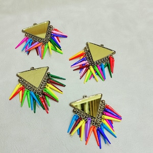 Antique Mirror Tassel Buttons: Colorful Boho Sewing Crafts - 4 Pack