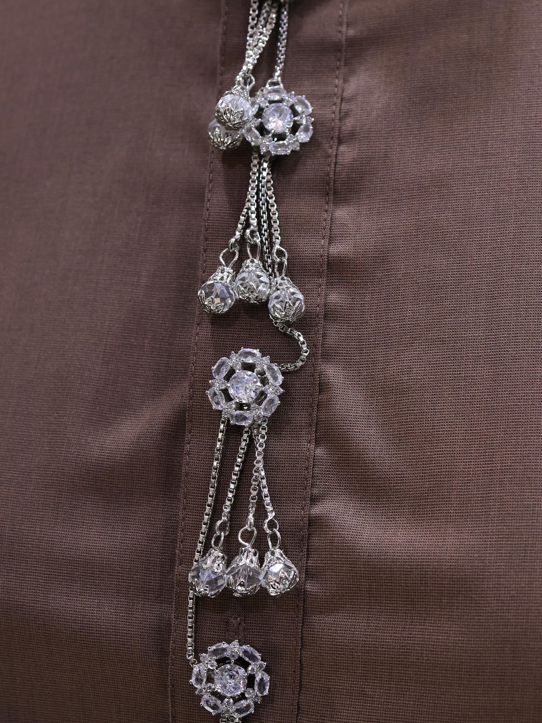 Silver Stud Buttons With Tassels, Chain Crystal Buttons for Men Kurta ...