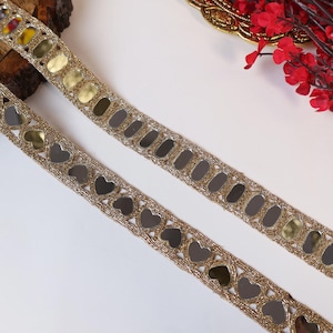 Golden Mirror Trim Lace: Indian Cutwork Wedding Sash Supply (3 Yards)