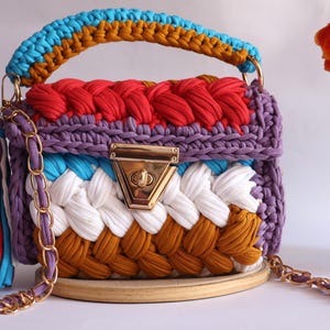 Boho Colorful Knitted Fabric Handbag, Premium Handcrafted Ethnic Purse, Indian Clutch Bag for Women, Best Gift Ideas for Her