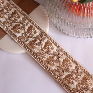 Off White Zari Sequin Embroidered Border: Indian Sari Trim, 9 Yards