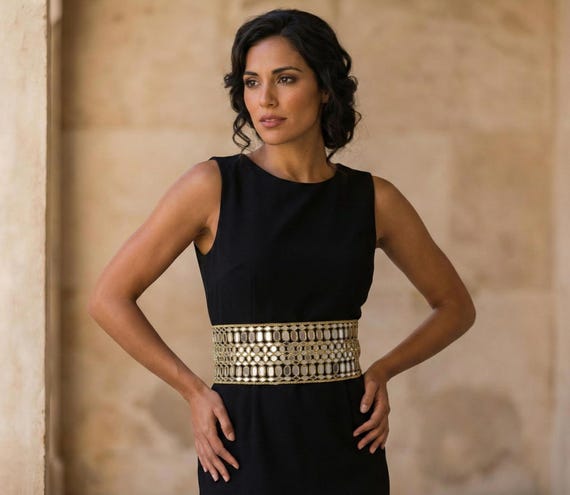 black dress with gold belt Antique Statement Waist Belt: Mirror Design, Adjustable Chain Elegant black Personalized birthday shirt, Fifth Color:Lilac (6) %0D%0A*%20Pay%20special%20attention%20on%20measurements%20to%20ensure%20proper%20fit
