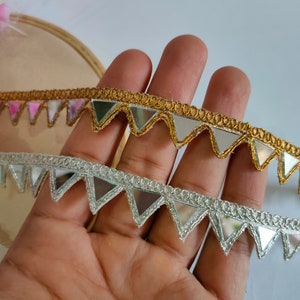 Triangle Mirror Trim: Gold/Silver Indian Sari Lace (1.5cm)