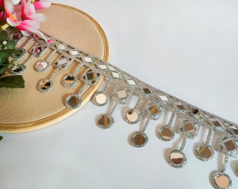 Silver Suspended Mirror Work Border Lace, Borde Espejos (7.5 Cm Wide) - Etsy