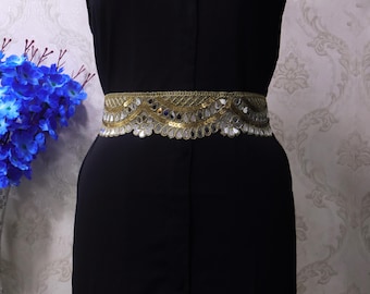 Vintage 70s 80s Gold Tone Metallic Scales Rhinestone Buckle  display picture 1