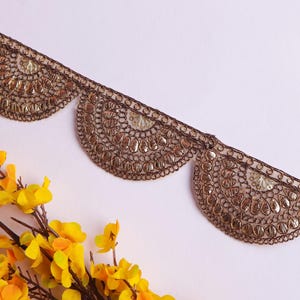 9 Yards Dark Gold Scalloped Gota Patti Indian Lace - 5cm Wide