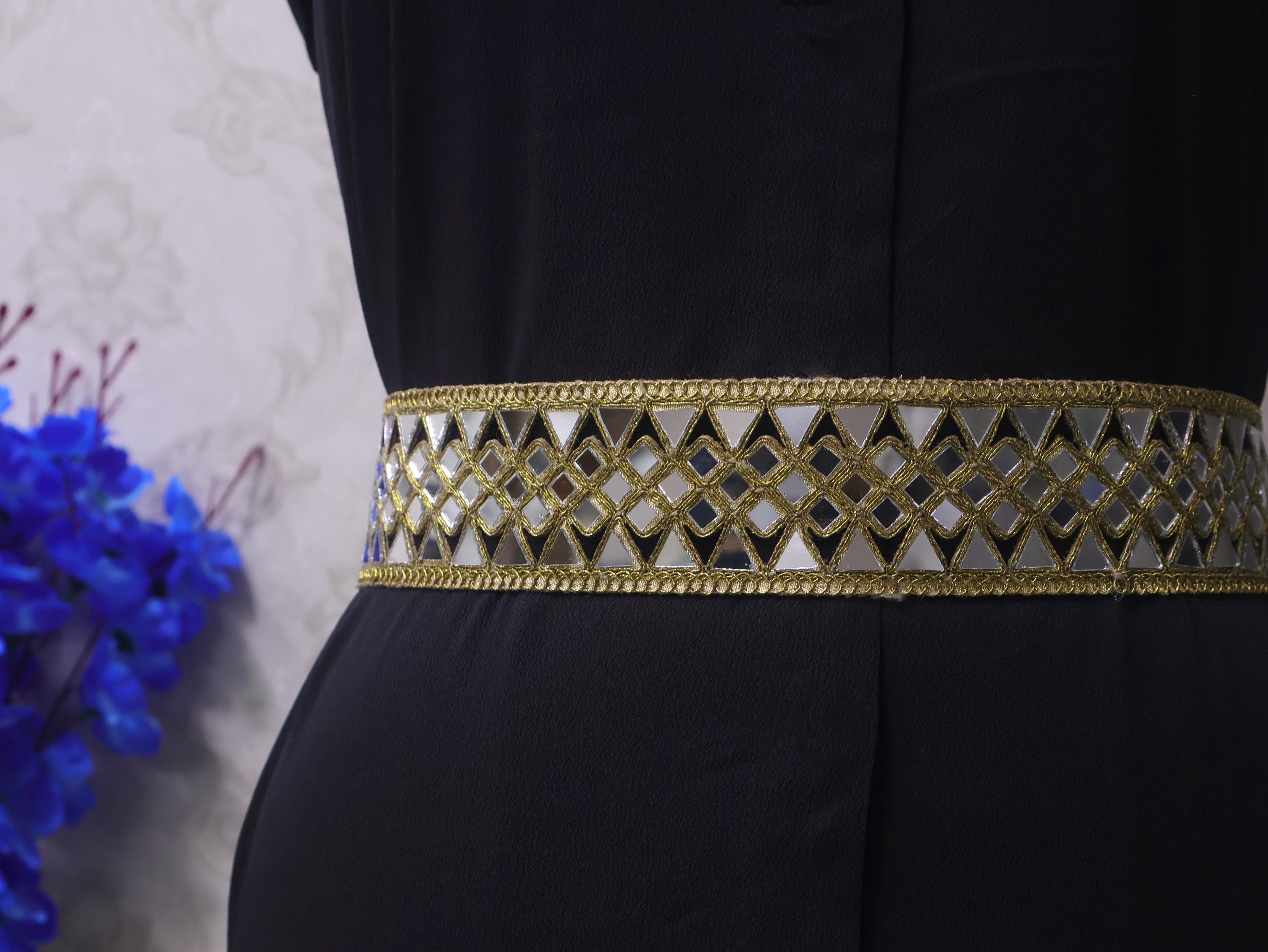 Gold Mirrored Lace Waist Belt - Women Accessories Gold Mirror Waist Belt for Women, Shiny Metal Corset Belt  main image 2