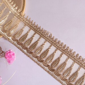 9 Meter Zari Gold Gestickte Pailletten Spitze