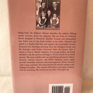 Hardcover Edition: Young Love An Adoptee's Memoir by Bonnie Parsons Handmade Bookmark Free Shipping image 4