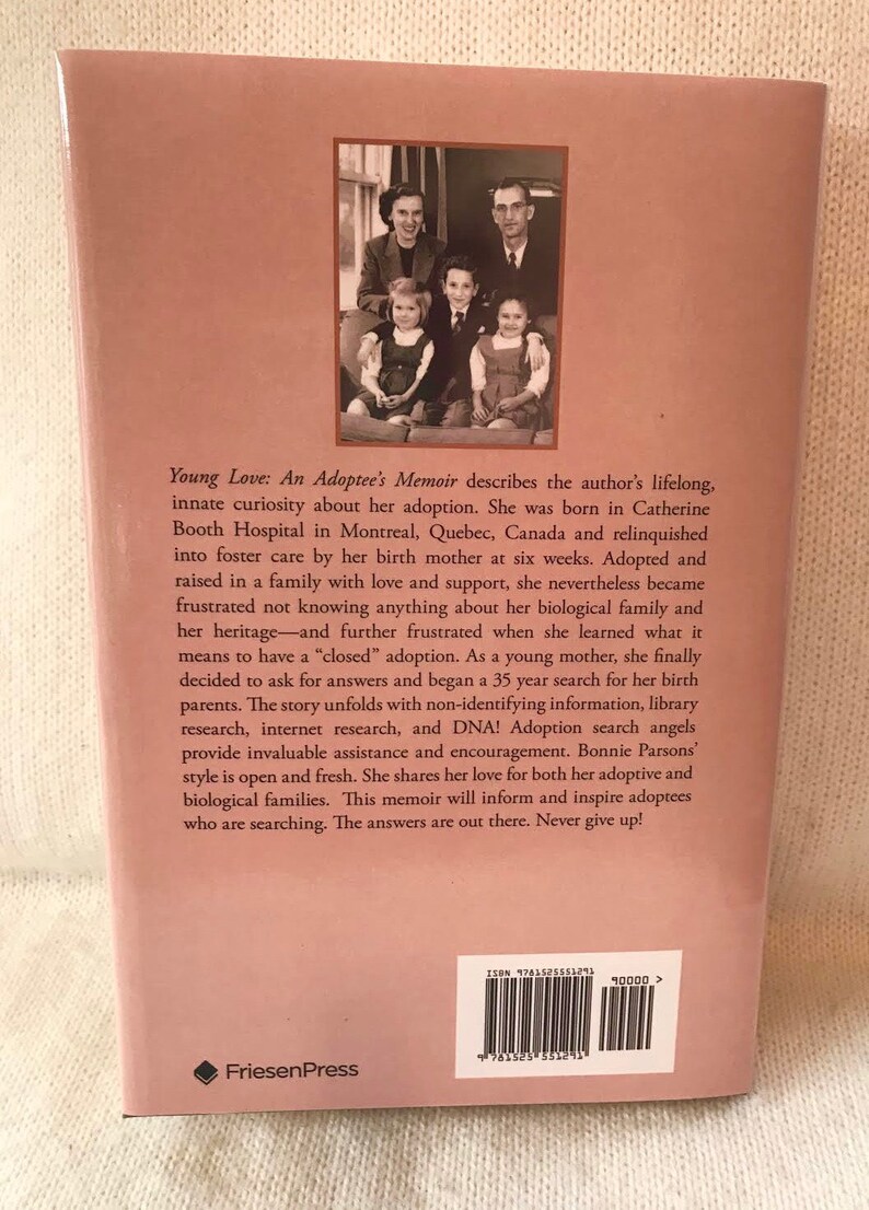 Hardcover Edition: Young Love An Adoptee's Memoir by Bonnie Parsons Handmade Bookmark Free Shipping image 4